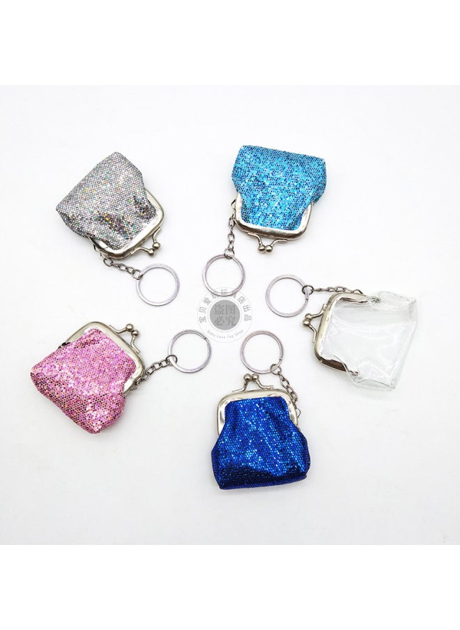 Generic - Women's Change Coin Data Cable Charging Cosmetics Storage Sequin Keychain Travel Handbag Small Bag-Color:Keychain Gray Bag 6 X 6 Cm-Size:6cm - Image 1