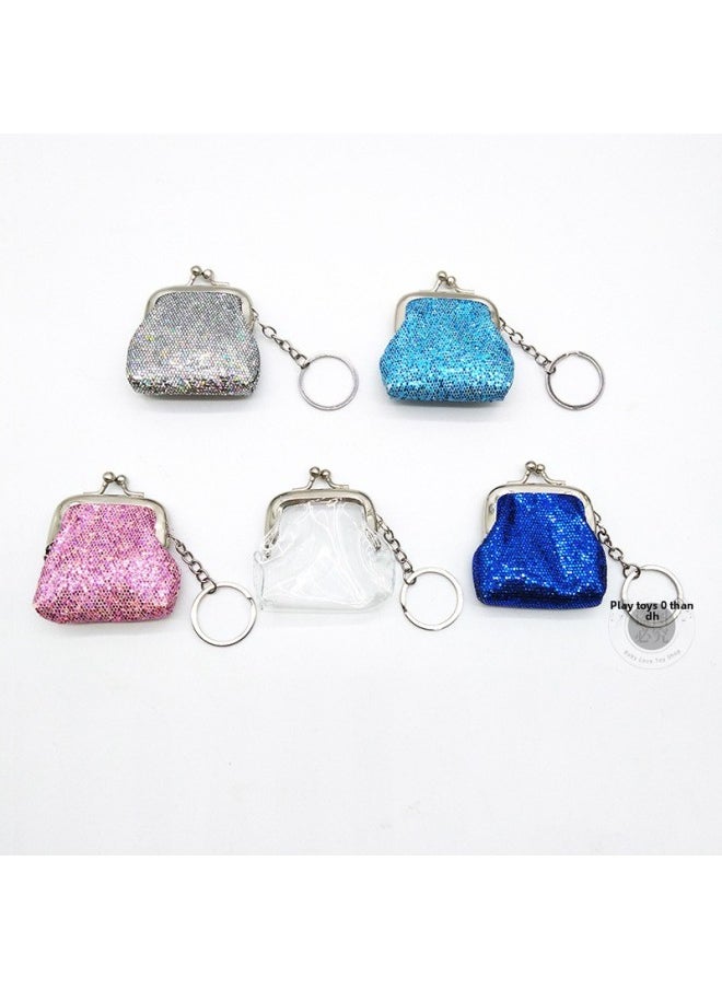 Generic - Women's Change Coin Data Cable Charging Cosmetics Storage Sequin Keychain Travel Handbag Small Bag-Color:Keychain Gray Bag 6 X 6 Cm-Size:6cm - Image 1