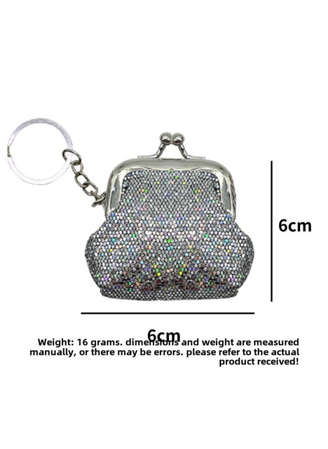 Generic - Women's Change Coin Data Cable Charging Cosmetics Storage Sequin Keychain Travel Handbag Small Bag-Color:Keychain Gray Bag 6 X 6 Cm-Size:6cm - Image 1