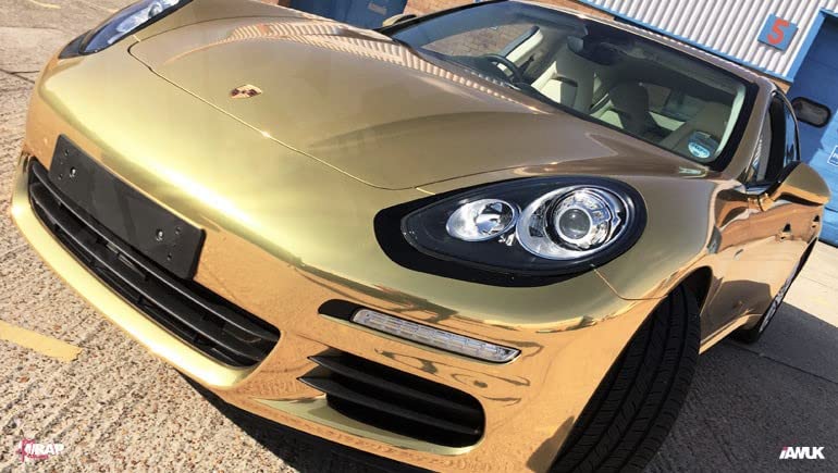 COSMOS STAR™ Vinyl Wrap Sheet for Car & Bike Self Adhesive Wrap Sticker and Decal Roll Film for Auto Car Vehicle Motorcycle Air Release (2 Feet by 10 Feet, Gold Chrome) - Image 3