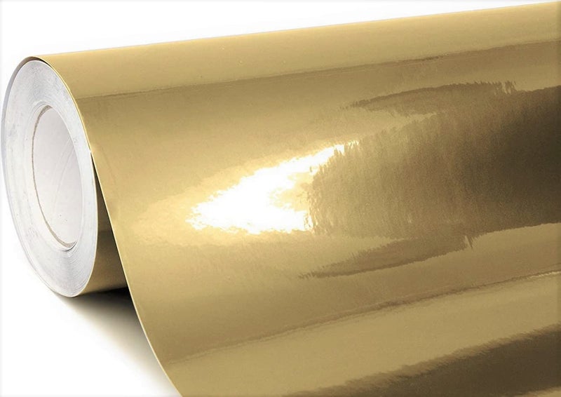 COSMOS STAR™ Vinyl Wrap Sheet for Car & Bike Self Adhesive Wrap Sticker and Decal Roll Film for Auto Car Vehicle Motorcycle Air Release (2 Feet by 10 Feet, Gold Chrome) - Image 1