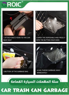 GROIC Black Hanging Car Trash Bag with Smart LED, Magnetic Car  Pouch,Waterproof PU Leather Car Garbage Can, Multipurpose Garbage Bag for Car Back Seat  - Image 4