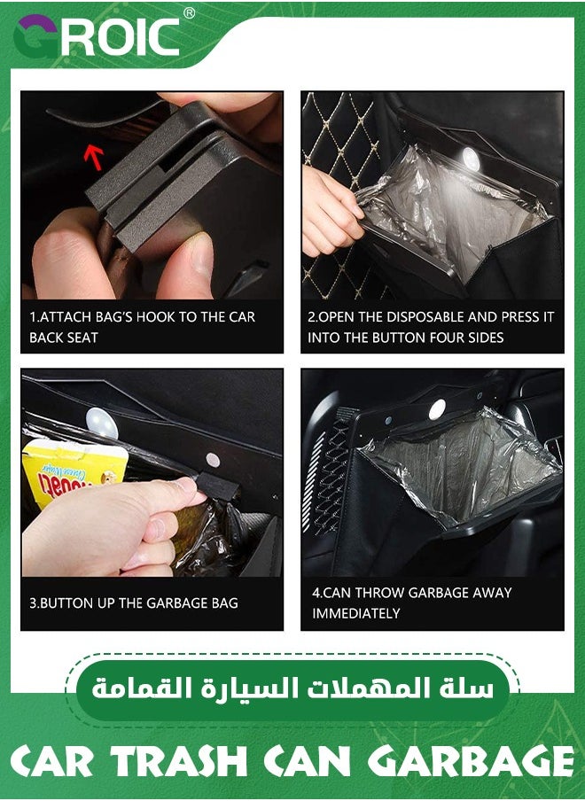 GROIC - Black Hanging Car Trash Bag with Smart LED, Magnetic Car  Pouch,Waterproof PU Leather Car Garbage Can, Multipurpose Garbage Bag for Car Back Seat - Image 1