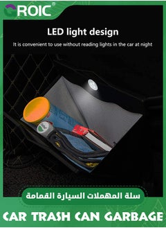 GROIC Black Hanging Car Trash Bag with Smart LED, Magnetic Car  Pouch,Waterproof PU Leather Car Garbage Can, Multipurpose Garbage Bag for Car Back Seat  - Image 3