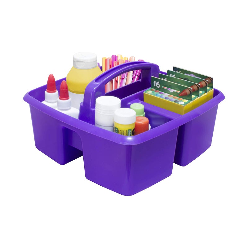 Storex 3Compartment Small Caddy  Multipurpose Classroom Organizer with Handle Purple 5Pack 00944U06C