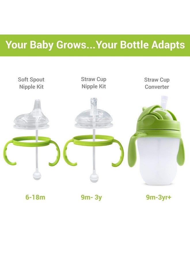 آنبي مجموعة أدوات الحلمة الانتقالية ذات الفوهة الناعمة لكأس الشرب متوافقة مع زجاجات الأطفال كوموتومو، 5 أونصة و8 أونصة | مجموعة اقتصادية مكونة من مجموعتين + فرش (أخضر) - Image 4