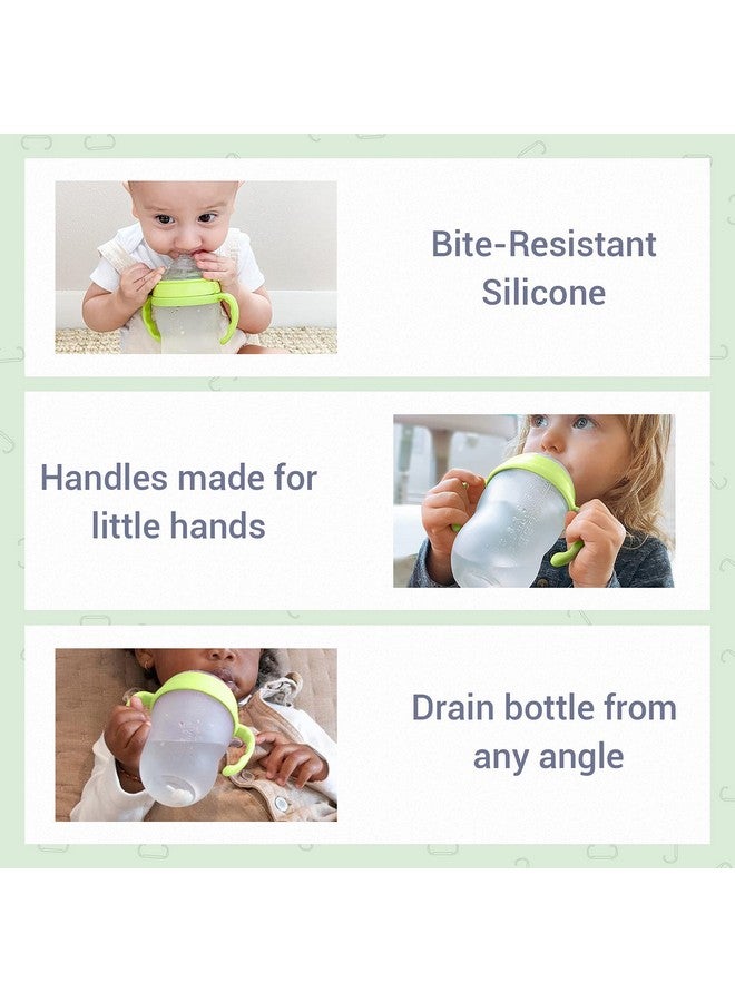 آنبي مجموعة أدوات الحلمة الانتقالية ذات الفوهة الناعمة لكأس الشرب متوافقة مع زجاجات الأطفال كوموتومو، 5 أونصة و8 أونصة | مجموعة اقتصادية مكونة من مجموعتين + فرش (أخضر) - Image 3
