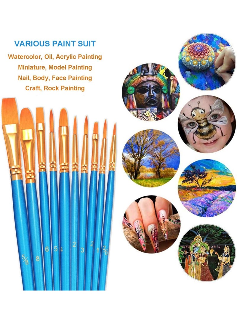 ARSAR PLUS 20-Piece Paint Brushes Set (2 Packs) – Round Pointed Nylon Brushes for Acrylic, Oil & Watercolor Painting, Nail Art & Mini Detailing (Blue) - Image 2