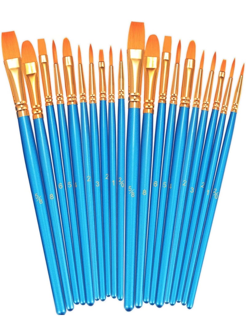 ARSAR PLUS 20-Piece Paint Brushes Set (2 Packs) – Round Pointed Nylon Brushes for Acrylic, Oil & Watercolor Painting, Nail Art & Mini Detailing (Blue) - Image 3