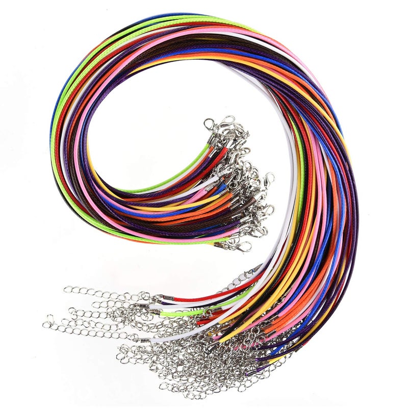 TUPARKA 60 Pcs 10 Colors Necklace Cord 2mm Waxed Necklace Cord with Clasp Necklace String for DIY Bracelet Necklace Jewelry Making