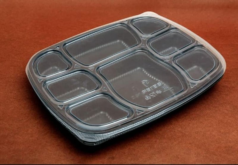 Amit Marketing 8 Compartment Meal Prep Containers with Lids | Disposable Food Storage Tray | Black Unbreakable Leak-Proof Microwave Safe Box for Restaurants, Takeaway,Parties & Catering - Set of 25pc - Image 5