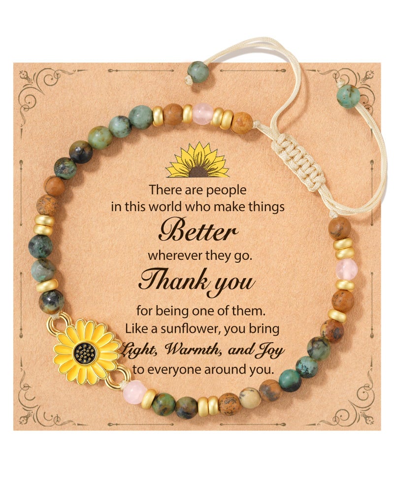 Tarsus Thank You Gifts for Women Coworkers, Farewell Goodbye Going Away Appreciation Gifts for Coworker Friends Teacher, Christmas Birthday for Women Sunflower Bracelet - Image 1