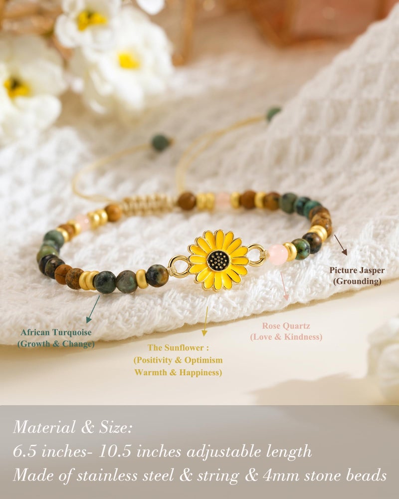 Tarsus Thank You Gifts for Women Coworkers, Farewell Goodbye Going Away Appreciation Gifts for Coworker Friends Teacher, Christmas Birthday for Women Sunflower Bracelet - Image 3