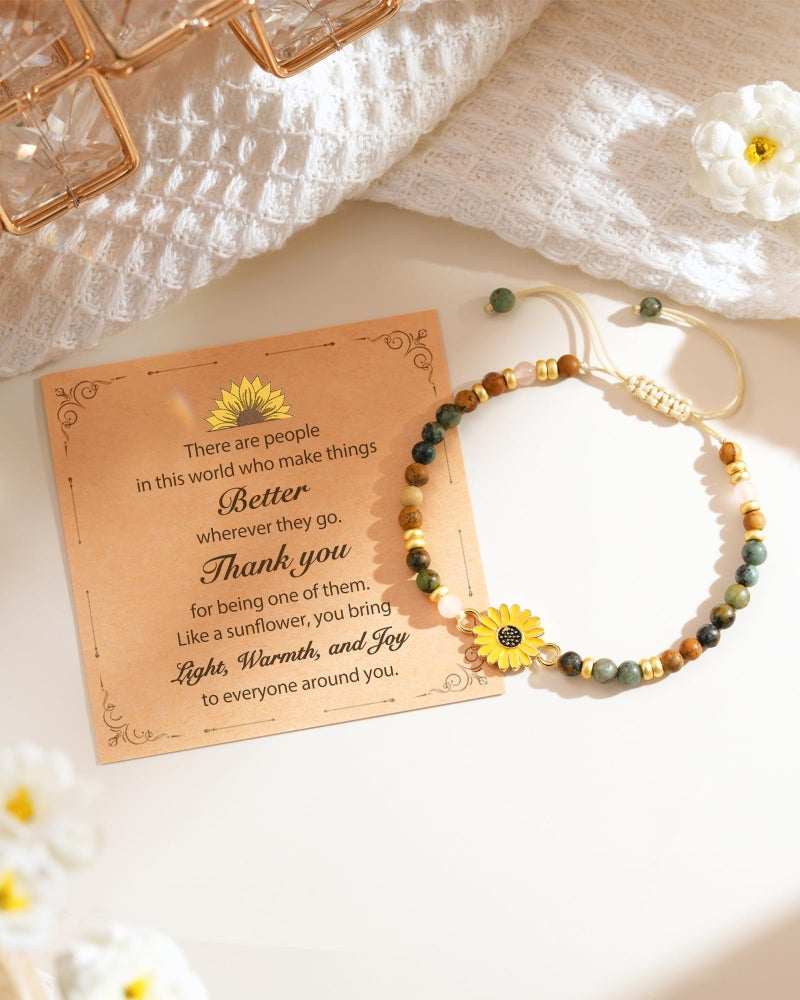 Tarsus Thank You Gifts for Women Coworkers, Farewell Goodbye Going Away Appreciation Gifts for Coworker Friends Teacher, Christmas Birthday for Women Sunflower Bracelet - Image 4