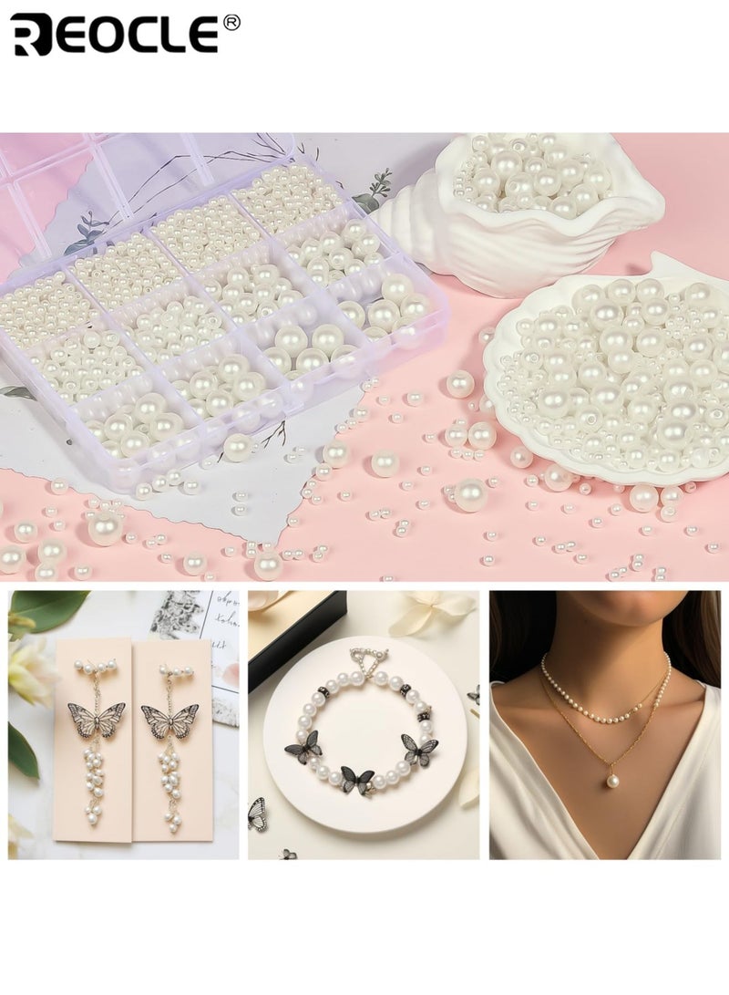 ريوكل 1320 قطعة خرز لؤلؤي بمقاسات 4/6/8/10 مم للحرف اليدوية لصنع الأساور، مجموعة خرز متعددة الأحجام لصنع العقود والمجوهرات - Image 5