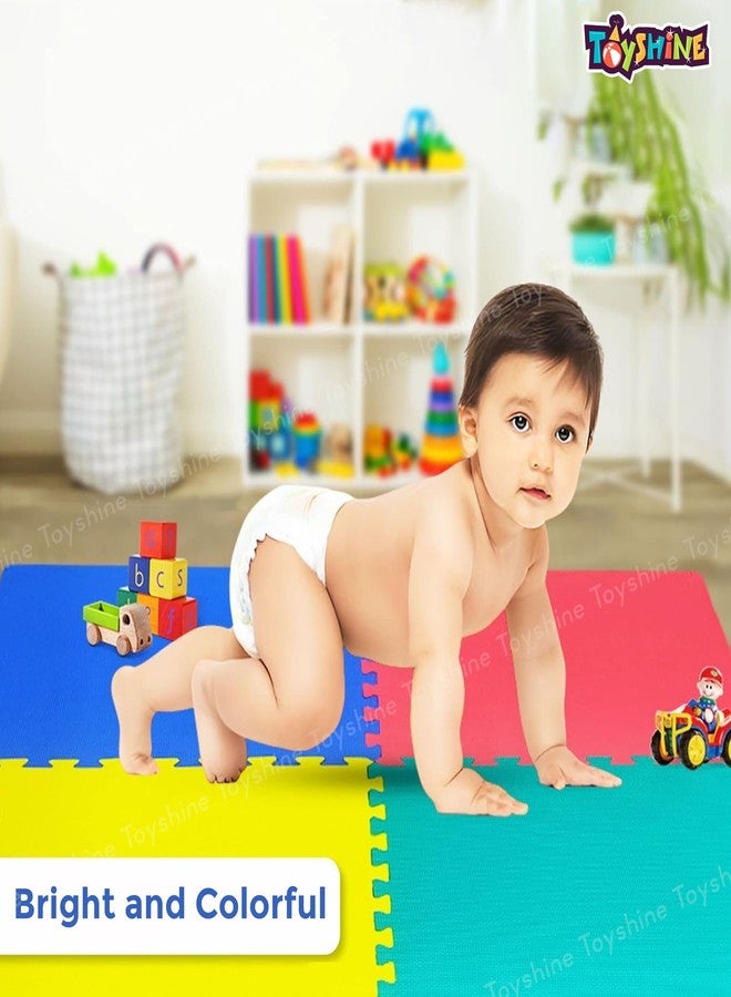 Toyshine 12mm Thick Interlocking Kids Playmat 4Pc Colorful Foam Tiles EVA Mat | 60 x 60 cm Soft and Safe Floor Mat for Babies Toddlers & Home Play Area - Image 4