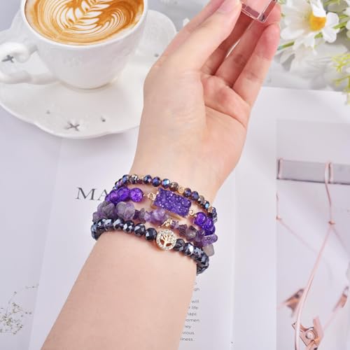 VISOOM Beaded Boho Bracelet Compatible for Apple Watch 40mm41mm42mm38mm Iwatch Series 11 10 9 8 7 SE 654 Women Fashion Cute Handmade Crystal Beads Stretchy Watch Strap for iWatch Bands 321 - Image 3
