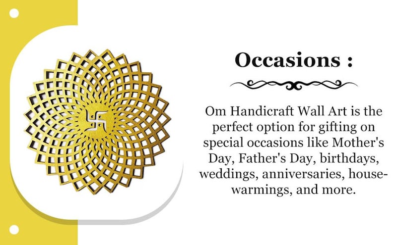 My Dream Carts Golden Round Decorative Wall Art Mdf Wooden Swastika Chakra For Temple, Living Room, Office, Hotel, Home Decor Items, Gift Item, Mandala Wall Hanging For House Decoration 30x30cm - Image 3