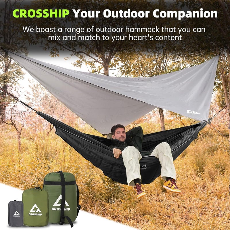 CROSSHIP Camping Hammock with Mosquito Net, 2 Person Hammock Tent, Portable, Parachute Nylon for Indoor, Outdoor, Hiking, Backpacking, Backyard, Beach, Travel (Hold Up to 500lbs) (Black) - Image 5