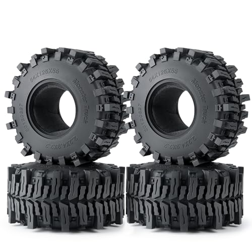 RCLIONS 4PCS 22inch RC Crawler Tires with Foam Insert 125mm49inch Outer Diameter for 110 RC Crawler Car - Image 1
