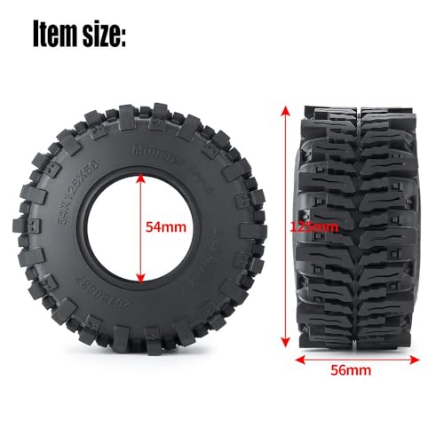 RCLIONS 4PCS 22inch RC Crawler Tires with Foam Insert 125mm49inch Outer Diameter for 110 RC Crawler Car - Image 5