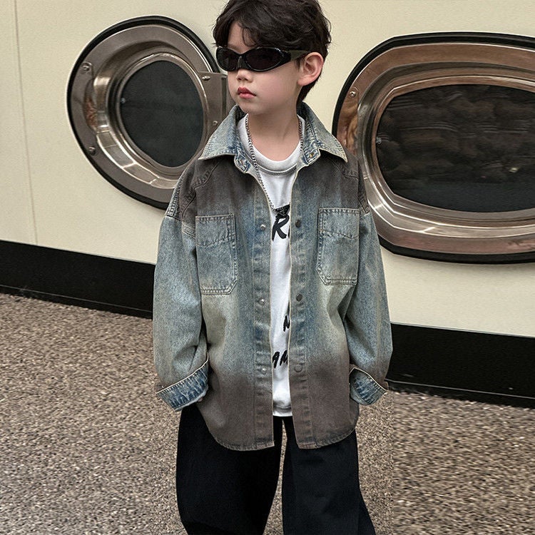 Boys' Denim Coat 2025 Spring New Children'S Korean Style Loose Color Spray Top Children'S Casual Wear Trendy - Image 2
