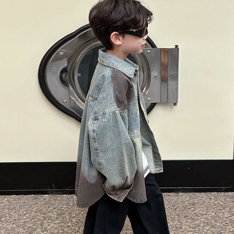 Boys' Denim Coat 2025 Spring New Children'S Korean Style Loose Color Spray Top Children'S Casual Wear Trendy - Image 5