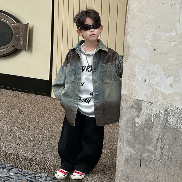 Boys' Denim Coat 2025 Spring New Children'S Korean Style Loose Color Spray Top Children'S Casual Wear Trendy - Image 4