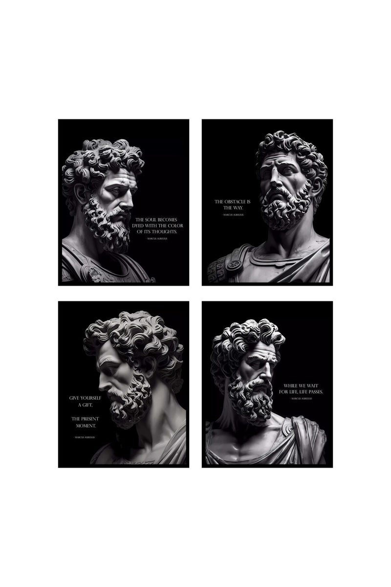 BigWig Prints ALAYRA Marcus Aurelius Poster - Marcus Aurelius Quotes, Stoic Wall Art, Stoicism Gifts, Philosophy Poster, Stoic Art, Stoicism Wall Decor, Philosophy Quotes - Unframed Set of 4 (8x10) - Image 1