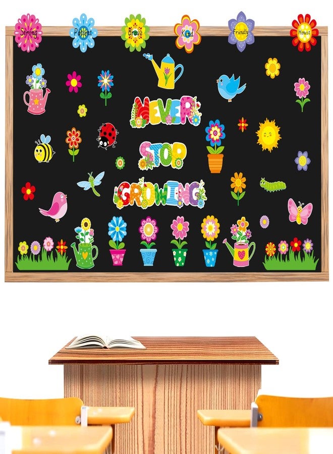 Omlisca 126 Pcs Spring Bulletin Board Decorations Set - Spring Flowers, Butterflies & Bee Cutouts with Glue Dots for Classroom Wall Decor, School Springtime Party Supplies, Home DIY Paper Crafts - Image 1
