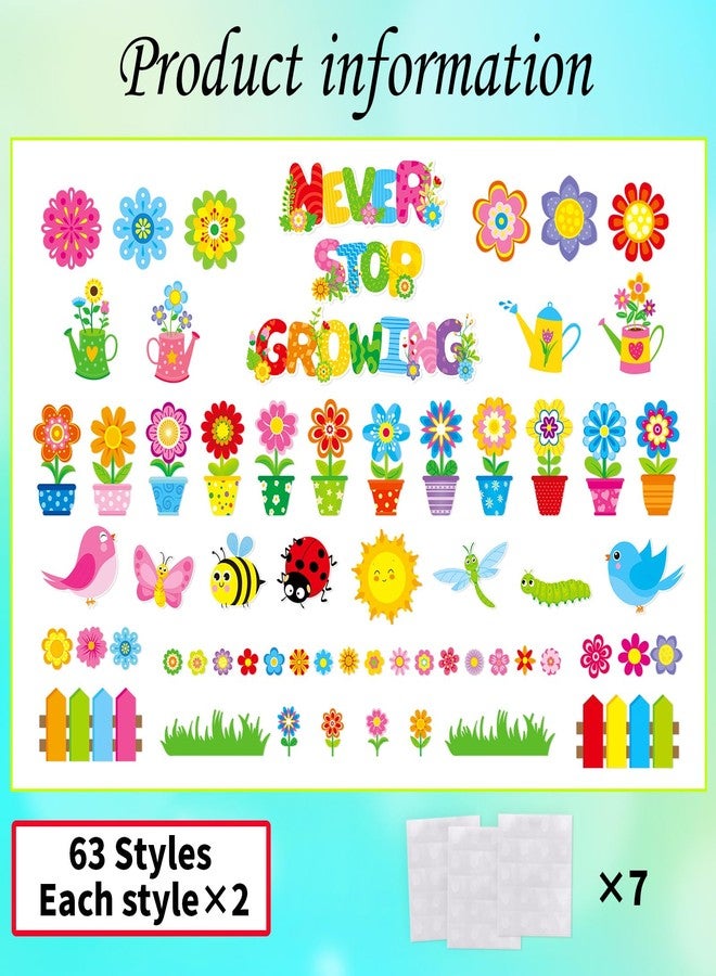 Omlisca 126 Pcs Spring Bulletin Board Decorations Set - Spring Flowers, Butterflies & Bee Cutouts with Glue Dots for Classroom Wall Decor, School Springtime Party Supplies, Home DIY Paper Crafts - Image 3