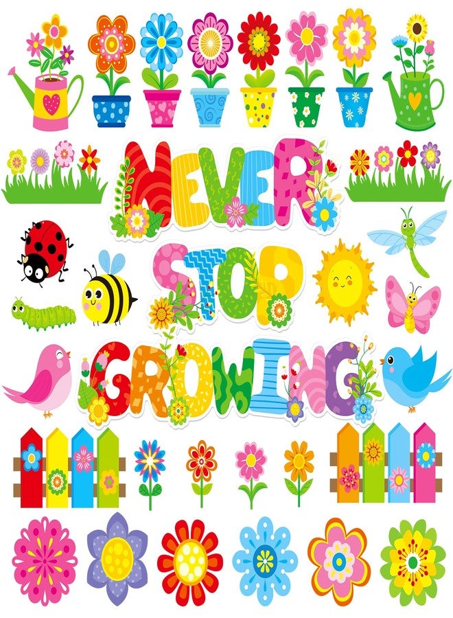 Omlisca 126 Pcs Spring Bulletin Board Decorations Set - Spring Flowers, Butterflies & Bee Cutouts with Glue Dots for Classroom Wall Decor, School Springtime Party Supplies, Home DIY Paper Crafts - Image 2