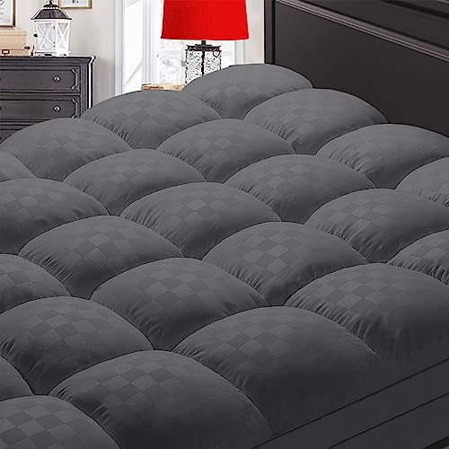 غطاء مرتبة SameBed كينج سميك للغاية لحماية المرتبة لآلام الظهر واقي مرتبة بعمق 821 بوصة مع حشوة بديلة من الريش رمادي