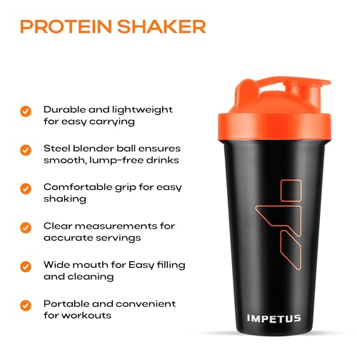 IMPETUS Protein Shaker Gym Bottle 700ml – Leakproof Gym Shaker Sipper for Protein & Pre-Workout Drinks, Durable Polypropylene Bottle for Men & Women (Black) - Image 4
