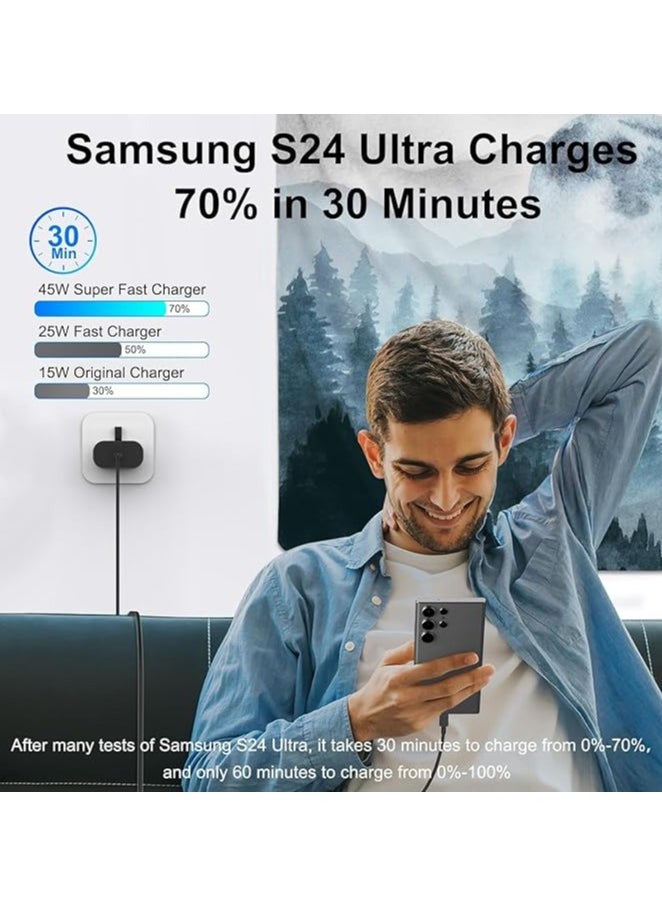 45W Fast Charger for Samsung Galaxy S22, S22Ultra, S22+, S21, S20, A32, A33, A53, A73, USB C Super Fast Charger Plug with 1m Type C Charging Cable