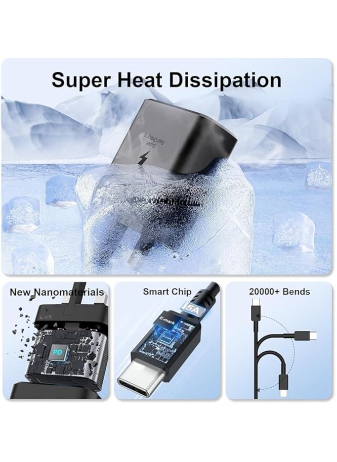 45W Fast Charger for Samsung Galaxy S22, S22Ultra, S22+, S21, S20, A32, A33, A53, A73, USB C Super Fast Charger Plug with 1m Type C Charging Cable