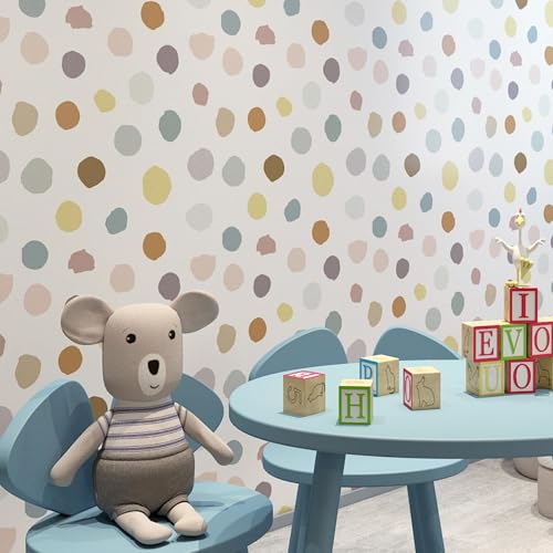 Wallink Nursery Wallpaper Peel and Stick Polka Dot Wallpaper 17.5"x240" Self Adhesive Colorful Dot Kids Peel and Stick Wall Paper Renter Friendly Contact Paper for Walls Decor Nursery Room Living Room - Image 2