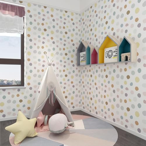 Wallink Nursery Wallpaper Peel and Stick Polka Dot Wallpaper 17.5"x240" Self Adhesive Colorful Dot Kids Peel and Stick Wall Paper Renter Friendly Contact Paper for Walls Decor Nursery Room Living Room - Image 3
