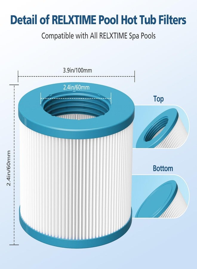 Beckacher Spa Filter Replacement, Hot Tub Filter Compatible with All RELXTIME Hot Tub, Pool Filters, Filter Cartridges for Inflatable Tubs Filtration, 4 Filter + 4 Filter Covers - Image 2