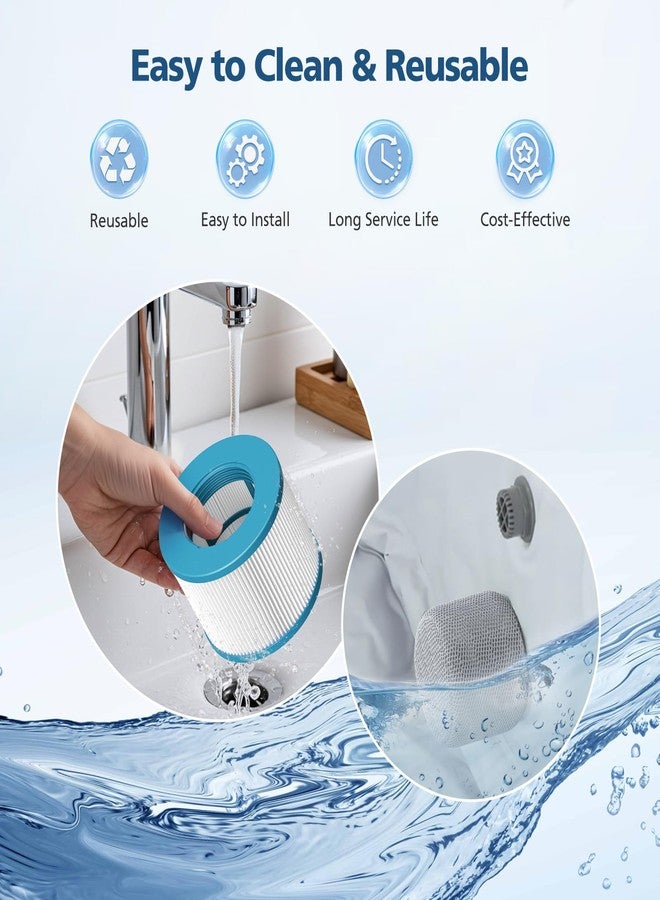 Beckacher Spa Filter Replacement, Hot Tub Filter Compatible with All RELXTIME Hot Tub, Pool Filters, Filter Cartridges for Inflatable Tubs Filtration, 4 Filter + 4 Filter Covers - Image 3