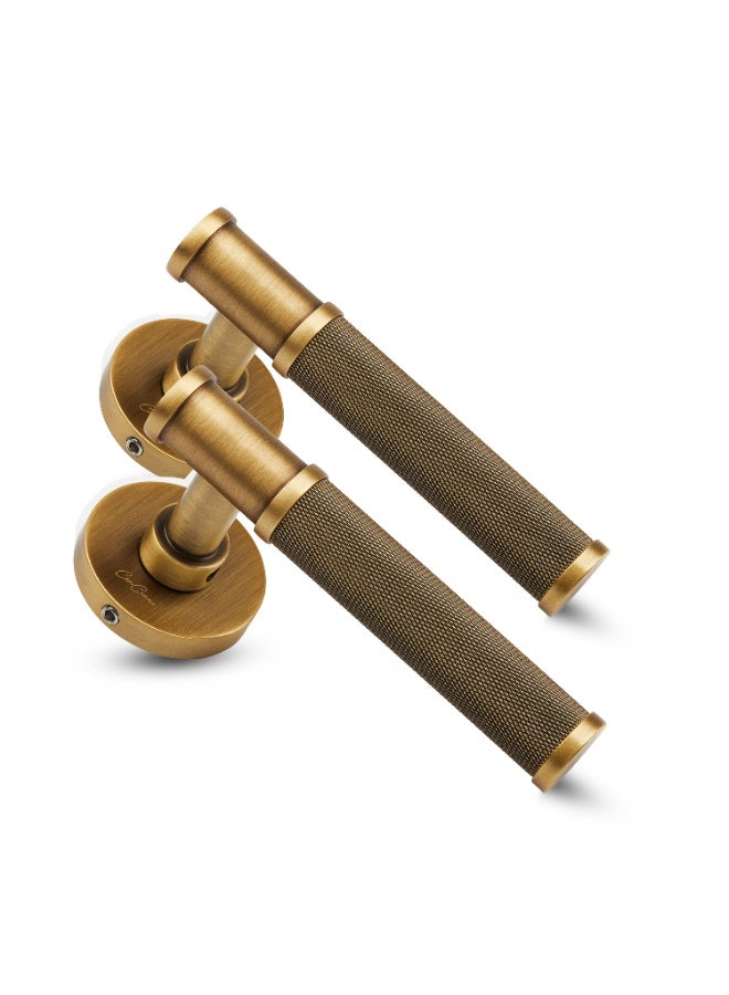 CINCINNO Stella Premium Anti-Rust Brass Door Handle Pair – Durable & Stylish for Home & Office, UV Protection, 2-Year Color & 5-Year Mechanical Warranty, Salt Spray Tested (Brushed Red Brass) - Image 1