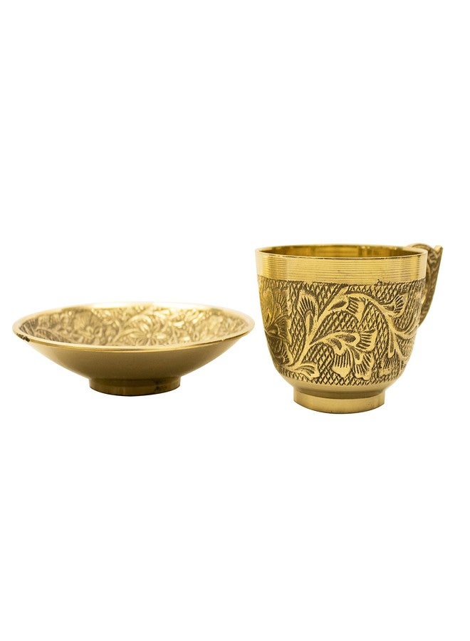 Spillbox Traditional Handcrafted Brass Engraved Coffee Dabra Cup and Saucer | Coffee Cup | Madrasi Filter Coffee Cup Set - Cup and Saucer (4) - Image 3