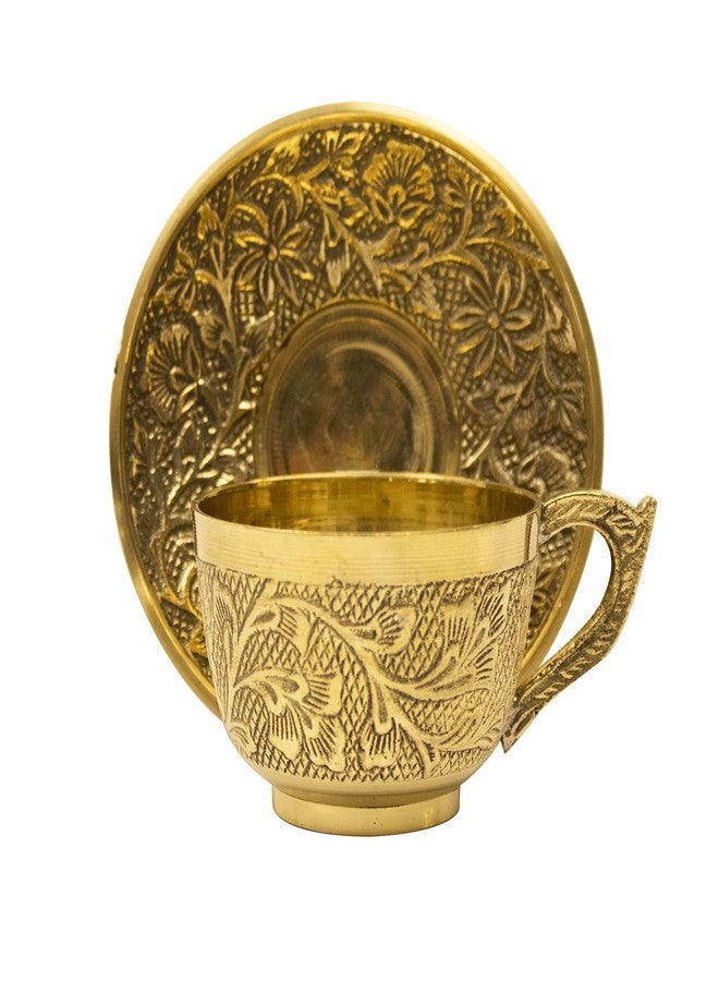 Spillbox Traditional Handcrafted Brass Engraved Coffee Dabra Cup and Saucer | Coffee Cup | Madrasi Filter Coffee Cup Set - Cup and Saucer (4) - Image 2