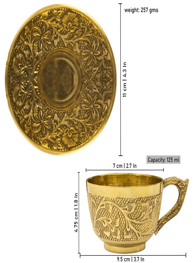 Spillbox Traditional Handcrafted Brass Engraved Coffee Dabra Cup and Saucer | Coffee Cup | Madrasi Filter Coffee Cup Set - Cup and Saucer (4) - Image 5