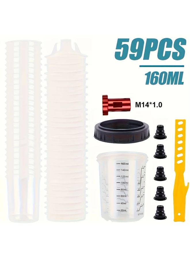 59pcs Disposable Paint Spray Gun Cups Liners and Lids System for HVLP Car Spray Painting - Image 1