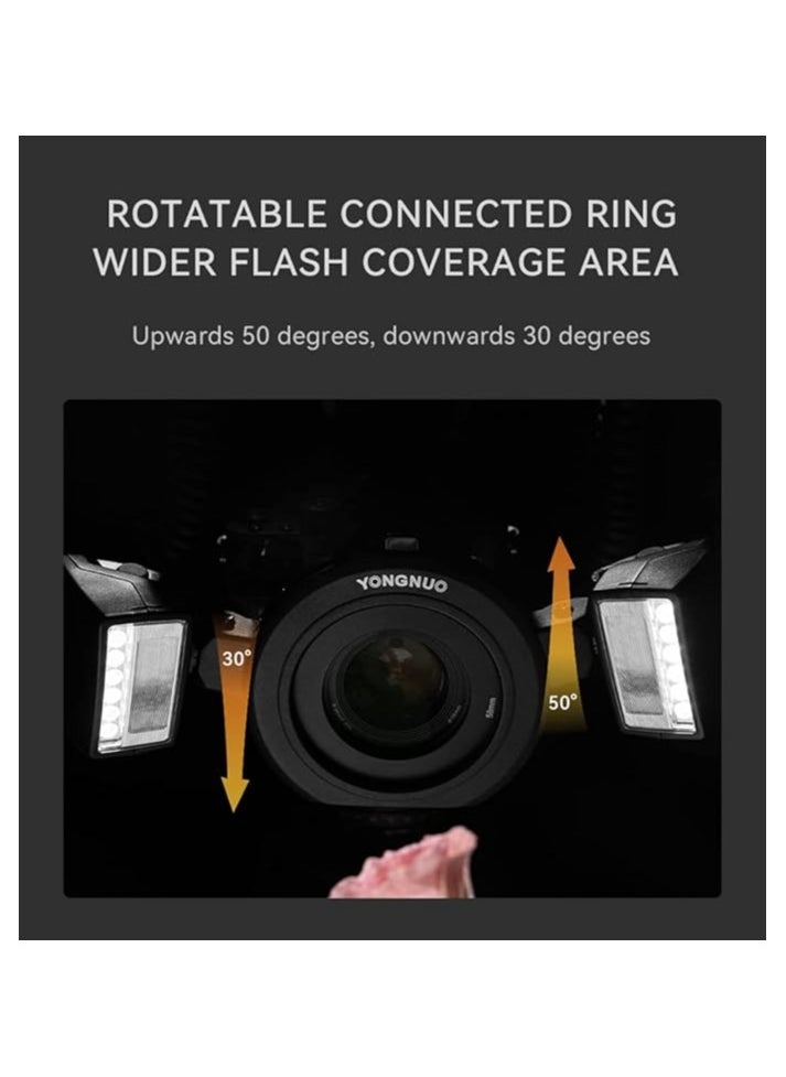 YONGNUO YN24EX S Macro Flash Speedlite for Sony – TTL Macro Flash with Dual Flash Heads, Adapter Rings (49-72mm), 8-Level Output, LED Focus Assist, LCD Display