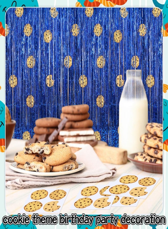 Norme 3 Pcs Cartoon Cookie Theme Party Decorations Blue Metallic Wavy Tinsel Foil Fringe Curtain Backdrop and Cookie Wall Decals Banner for Ocean Birthday Photo Props Celebration Decorations - Image 4