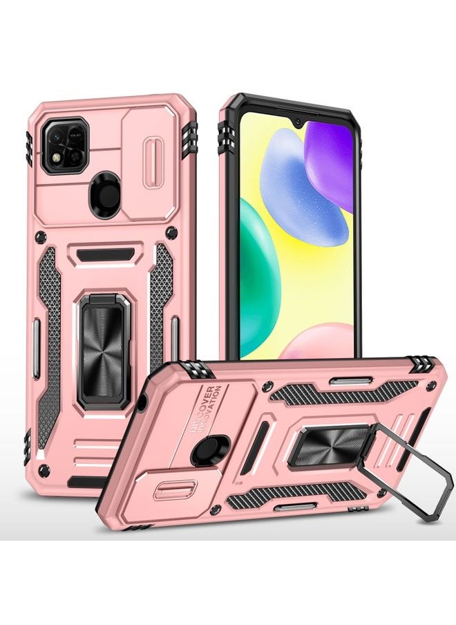 HuHa Case Cover For Xiaomi Redmi 9C / 10A Armor PC + TPU Camera Shield Phone Case Rose Gold 