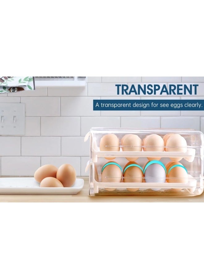 ShebSheb 2 Layer Large Capacity Egg Holder for Refrigerator,Upgrade Egg Storage Container Organizer Bins,Clear Plastic Storage Container,Egg Fresh Storage Box with Handles,Egg Fresh Storage Box for Fridge  - Image 5
