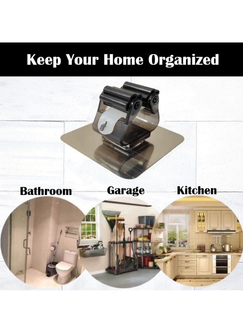 sokany 4 Pieces Mop Holder, Self Adhesive No Drilling Hooks, Anti Slip Broom Hanger Hooks, Wall Mount Storage Tools, Organizer for Home Improvement, Laundry, Bathroom, Kitchen, Garden Tools (Black, White, Sliver)  - Image 4